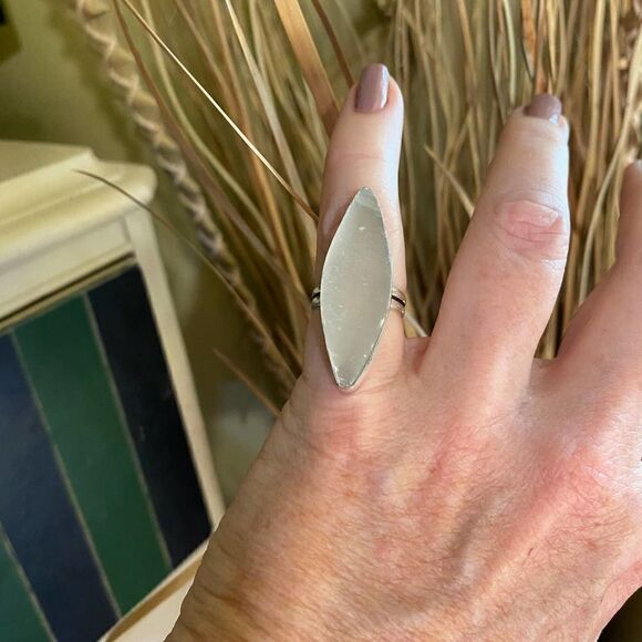 Selenite Sterling Silver Ring Size 6.5 - Picture 4 of 6